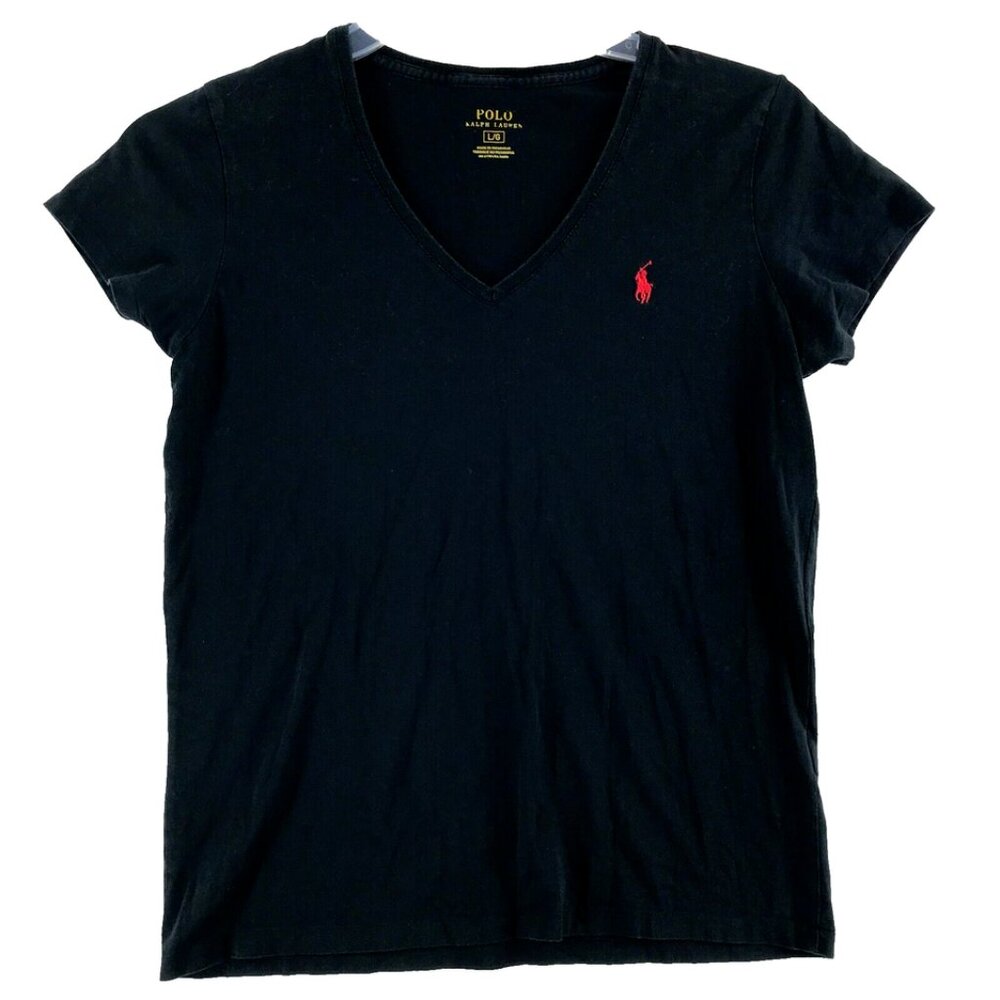ralph Lauren black shirt v neck women size M